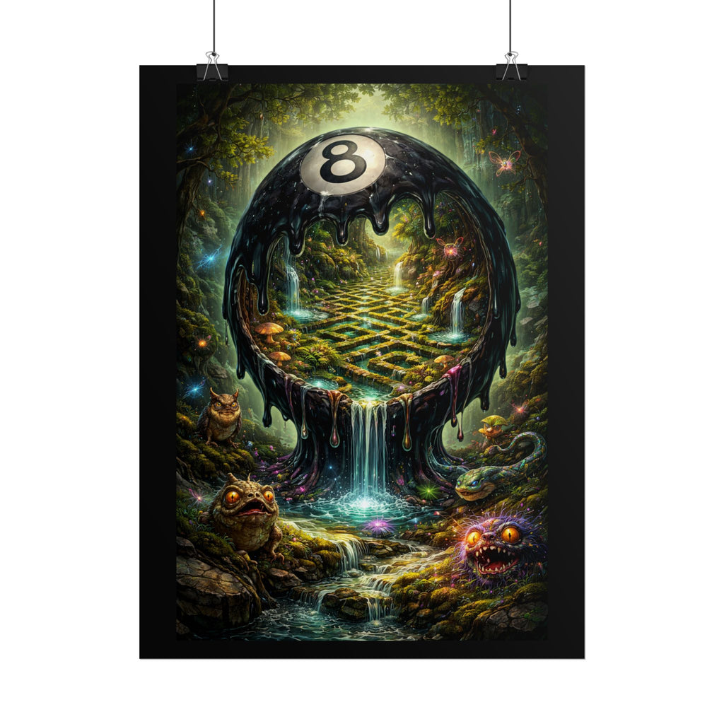 Eight Ball Fantasy Poster – Surreal Forest Pool Art Print