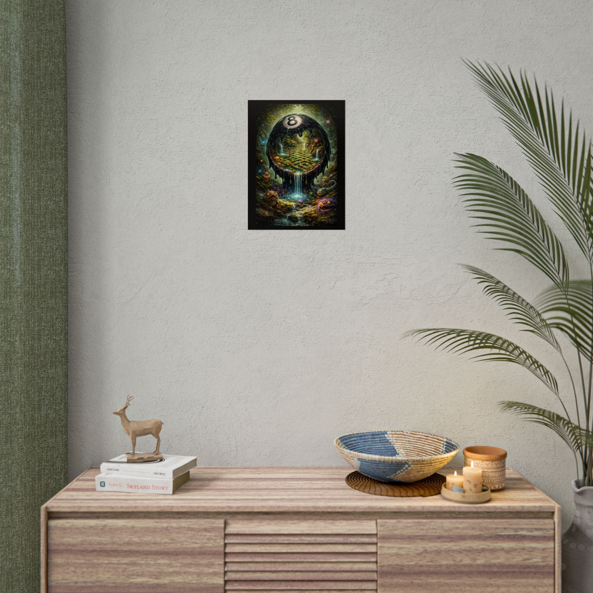 Eight Ball Fantasy Poster – Surreal Forest Pool Art Print