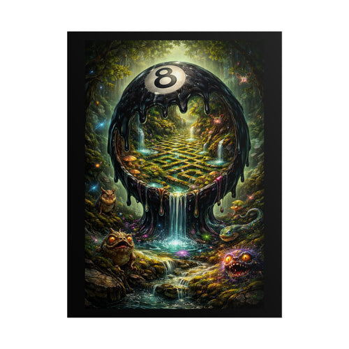 Eight Ball Fantasy Poster – Surreal Forest Pool Art Print