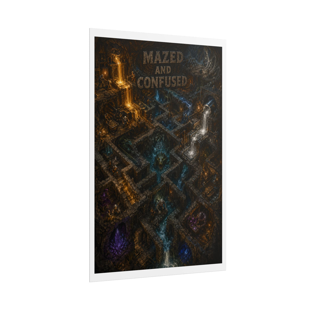 Rolled Poster — "Mazed and Confused" Fantasy Dungeon Map Art Print