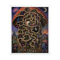 Psychedelic Mushroom Maze Poster — Surreal Fantasy Rolled Art Print
