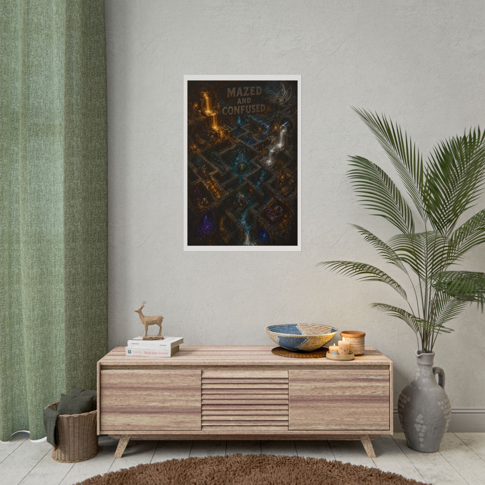 Rolled Poster — "Mazed and Confused" Fantasy Dungeon Map Art Print