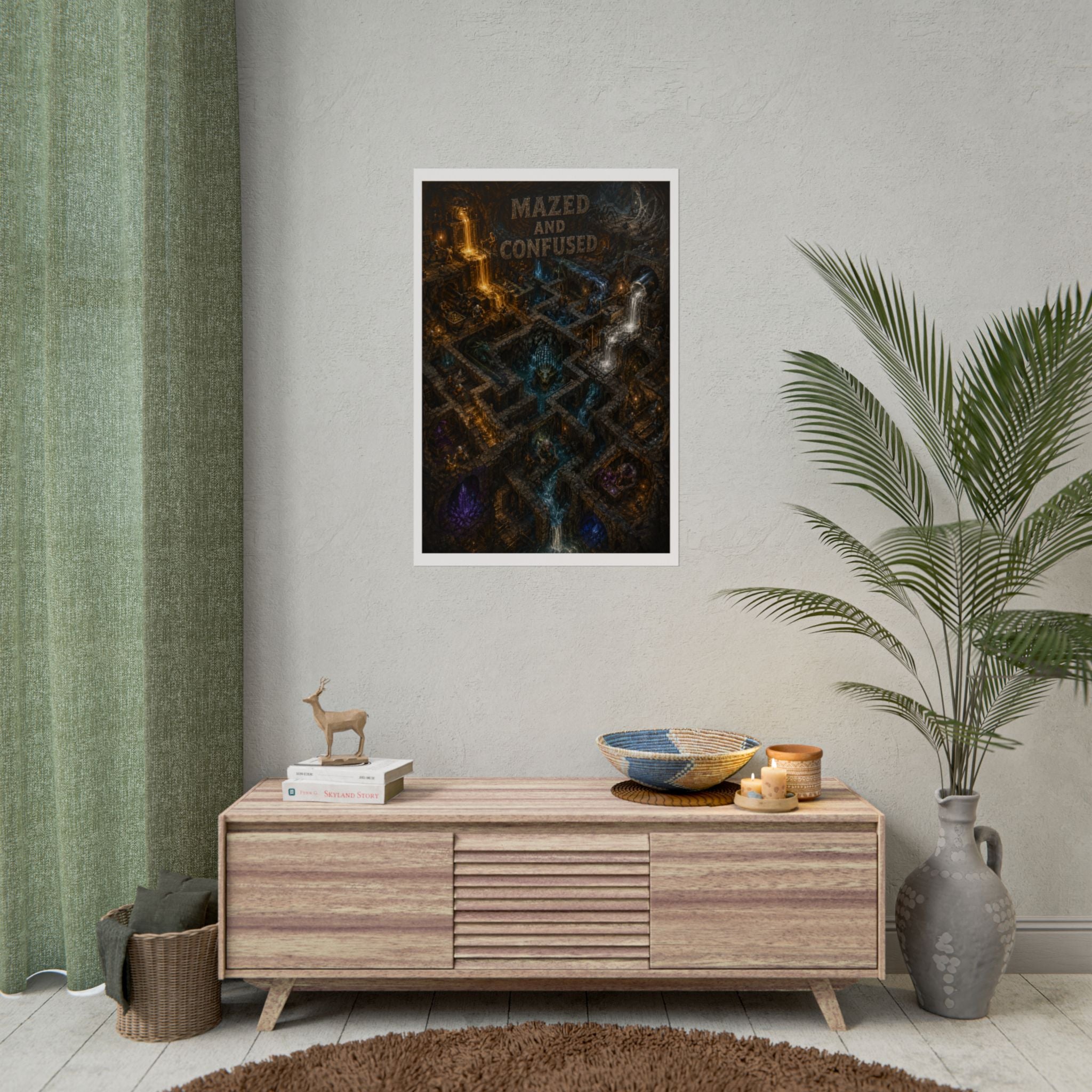 Rolled Poster — "Mazed and Confused" Fantasy Dungeon Map Art Print