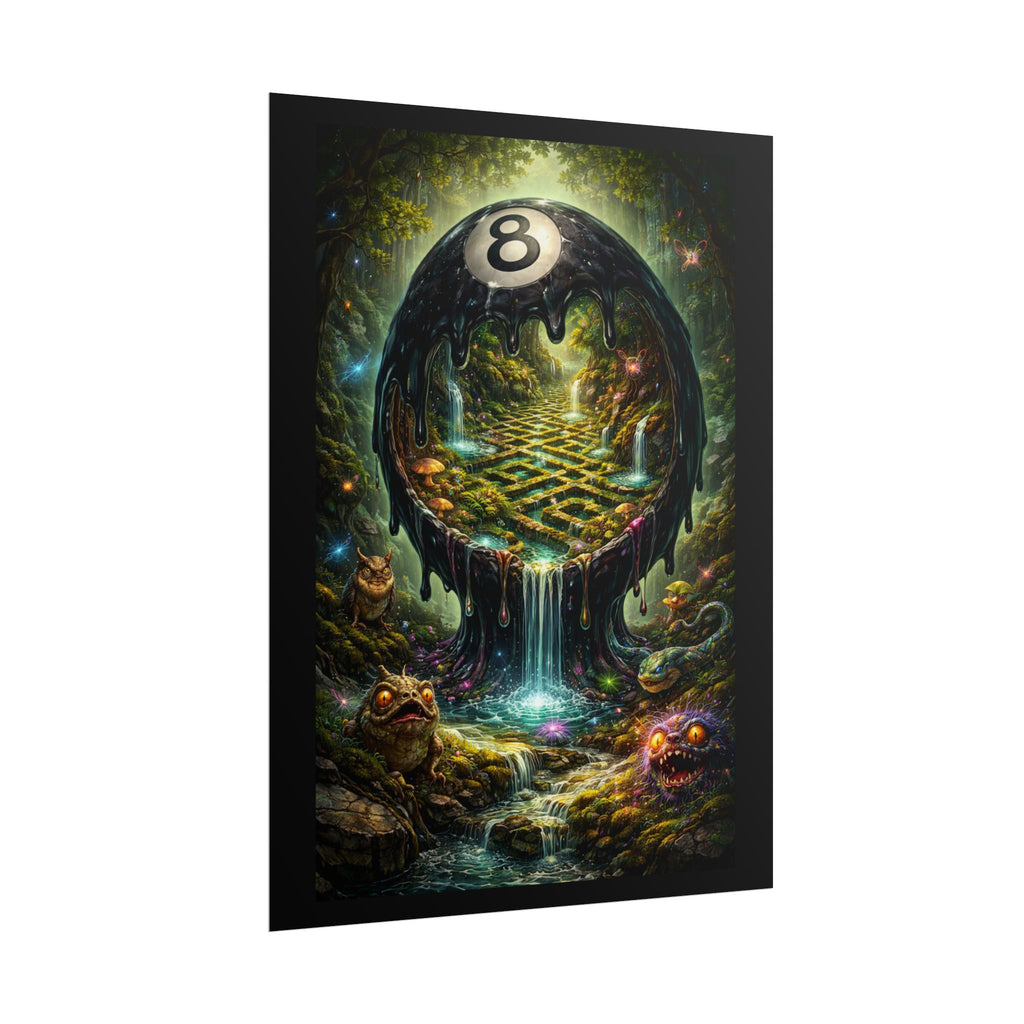 Eight Ball Fantasy Poster – Surreal Forest Pool Art Print